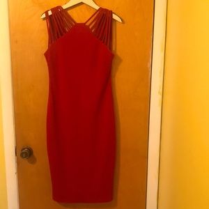 Bisou bisou red sleeveless cocktail dress pass the knee length. Size 8